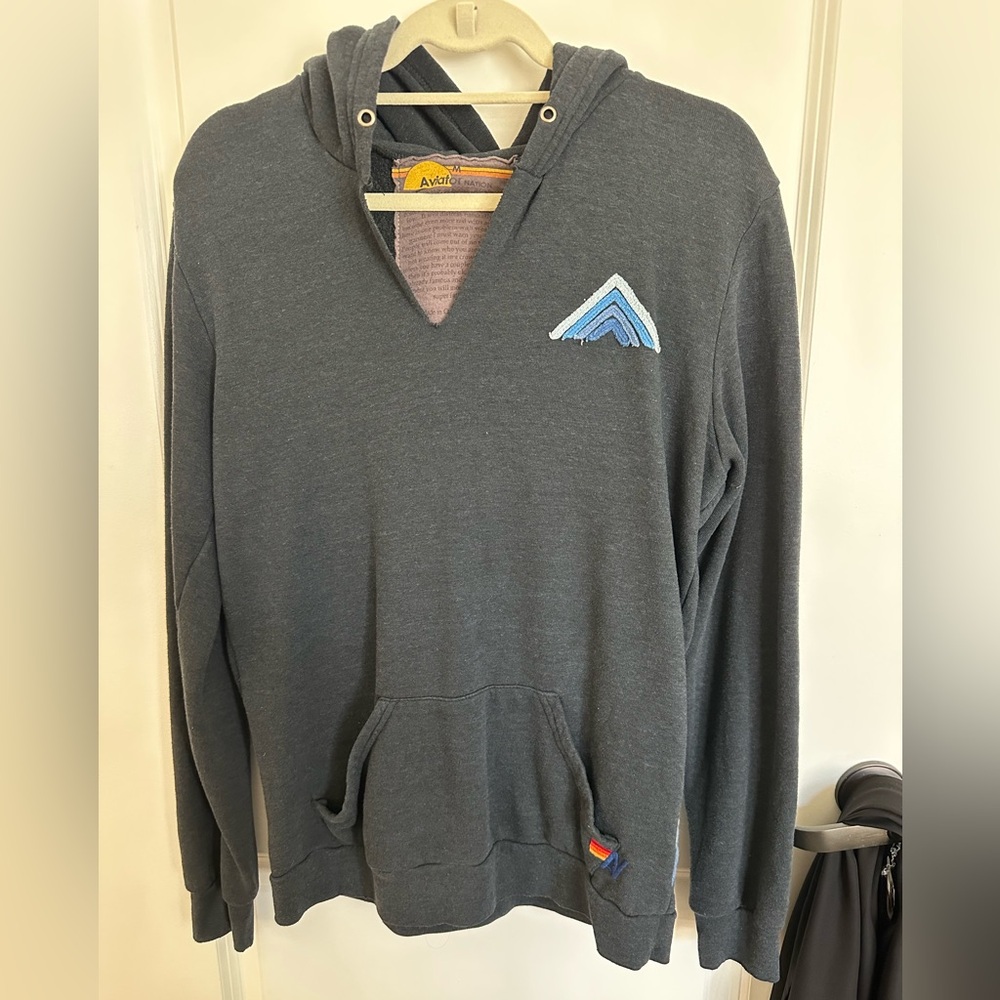 Aviator Nation Charcoal Hoodie with Blue Accent